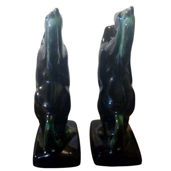 Vintage Pair Of 9" BMP Rearing/Prancing Horse Bookends-1970's-Red Clay/Glazing - Picture 12 of 15